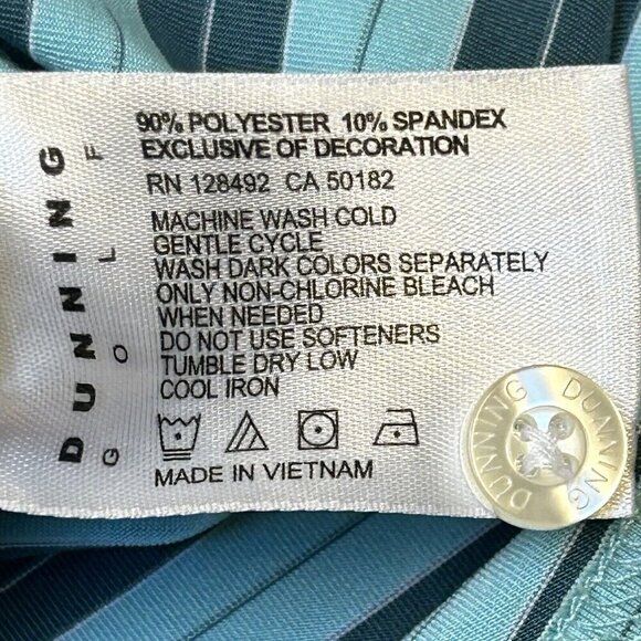 Dunning Golf Polo Shirt Mens Extra Large PGA Golf Club Blue Green Stripe Stretch - Picture 11 of 16